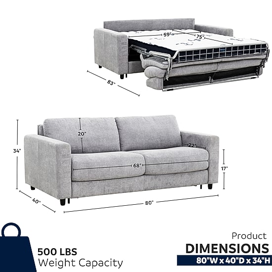Stearns & Foster Atillio 80" Queen Sleeper Sofa with Memory Foam