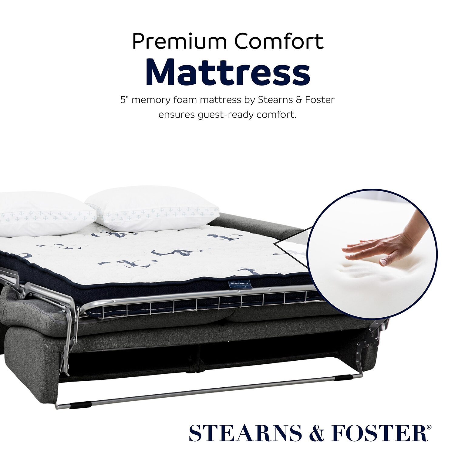 Stearns & Foster® Giotto 78" Full Sleeper Sofa with Memory Foam Mattress