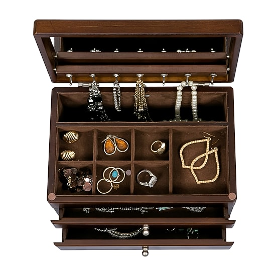 Mele and Co Brisbane Walnut-Finish Jewelry Box