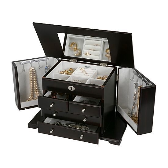 Mele and Co Ellington Mahogany-Finish Jewelry Box