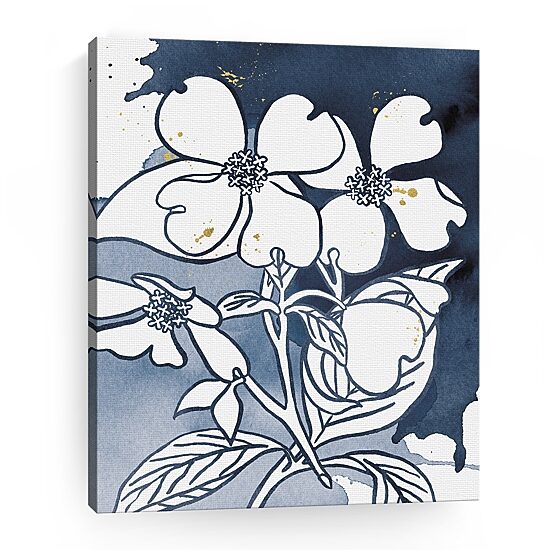 Indigo Blooms III Giclee Canvas Art
