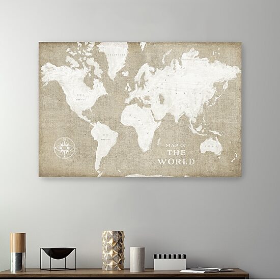 Lumaprints Burlap World Map I Giclee Canvas Art