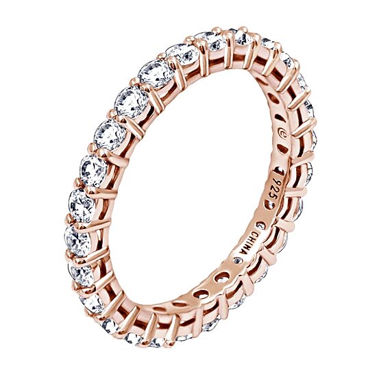 Cubic Zirconia Sterling Silver Round Band