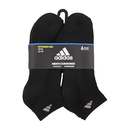adidas Mens Multi-Pack 6 Pair Big and Tall Low Cut Socks
