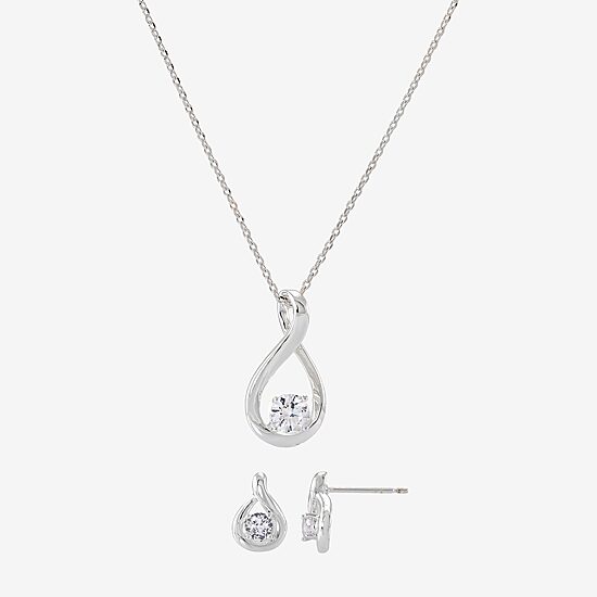 Sparkle Allure Womens Cubic Zirconia Pure Silver Over Brass 2-pc. Jewelry Set