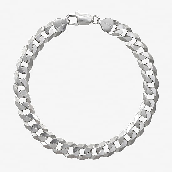 Made in Italy Mens Sterling Silver 9 Inch Solid Curb Chain Bracelet