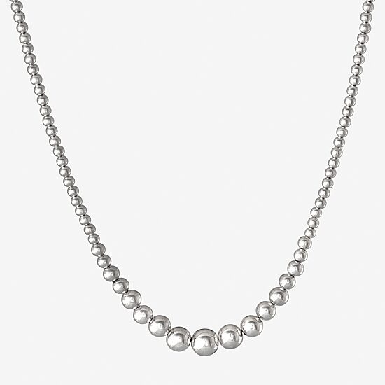 Made in Italy Womens Sterling Silver 18 Inch Bead Chain Necklace