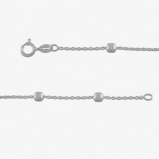 Made in Italy Sterling Silver 9½" Square Station Ankle Bracelet