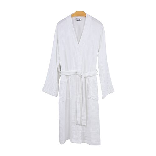 Linum Home Textiles Smyrna Hotel Luxery Unisex Adult Knee Length Long Sleeve Robe, Small-medium, White