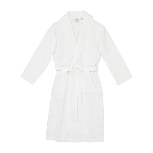 Linum Home Textiles Waffle Weave Unisex Adult Long Length Long Sleeve Robe, Small-medium, White