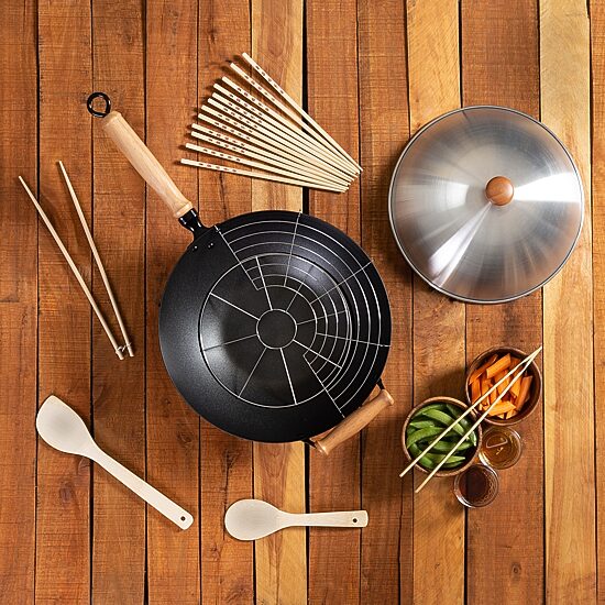 Joyce Chen Steel Non-Stick Wok Set