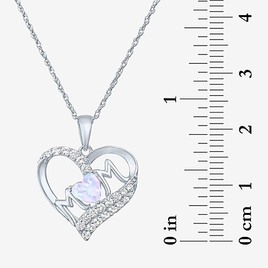 "Mom" Womens Lab Created Opal Sterling Silver Heart 2-pc. Jewelry Set