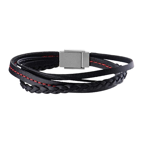 Inox® Jewelry Mens Stainless Steel & Leather Bracelet