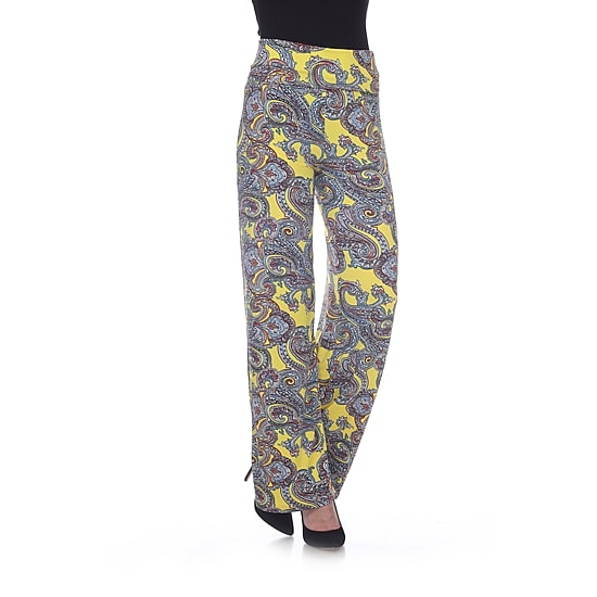 White Mark Womens Mid Rise Wide Leg Palazzo Pant