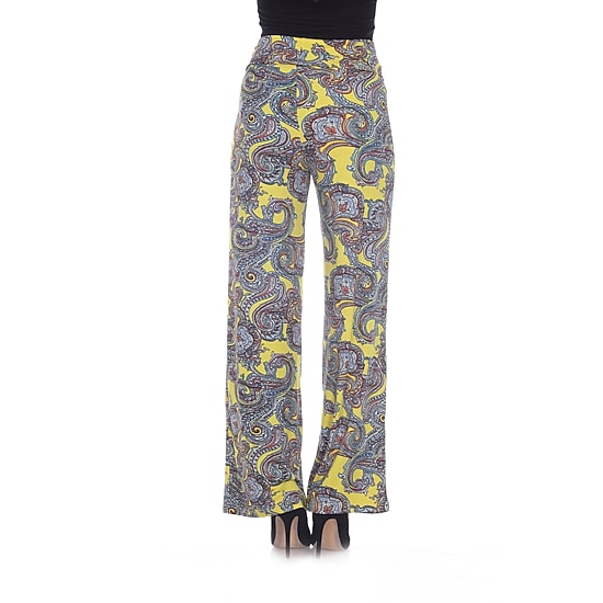 White Mark Womens Mid Rise Wide Leg Palazzo Pant