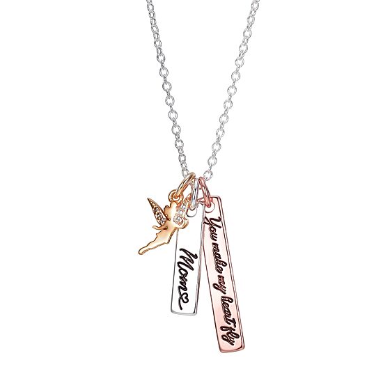 Disney Classics Mom Womens Crystal Pure Silver Over Brass 16 Inch Pendant Necklace