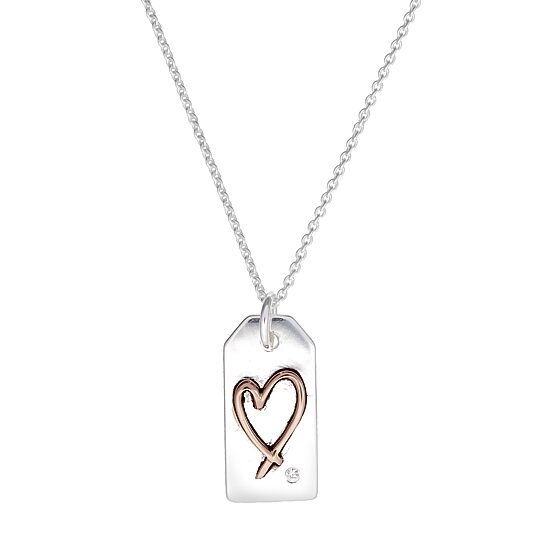 Footnotes Womens Cubic Zirconia Sterling Silver Heart 16 Inch Pendant Necklace
