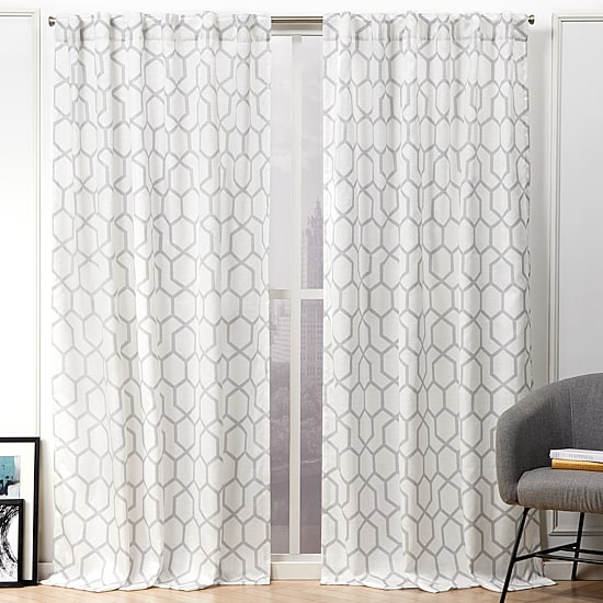 Nicole Miller Hexa Rod Pocket Back Tab Light-Filtering Set of 2 Curtain Panel
