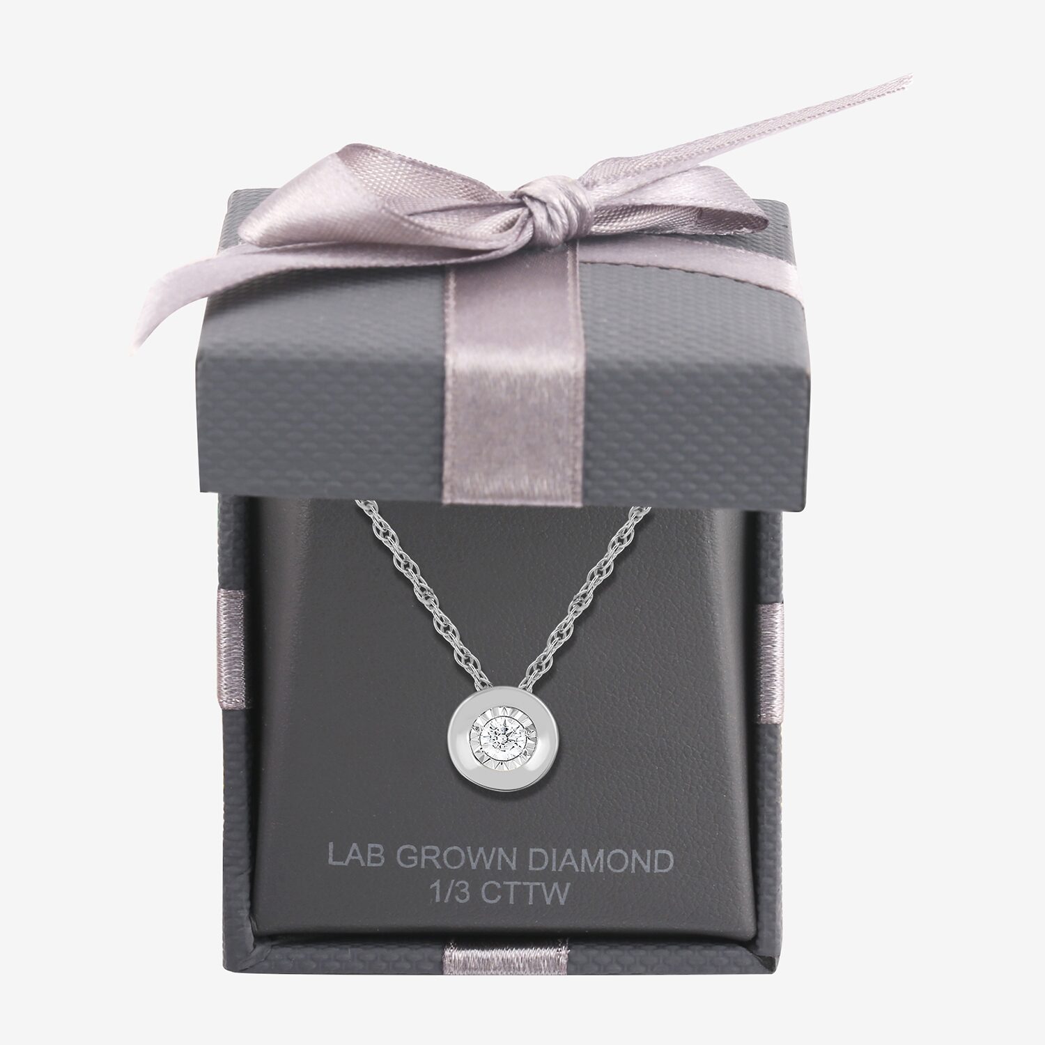 Womens Diamond Accent Lab Grown White Sterling Silver Round 18 Inch Pendant Necklace