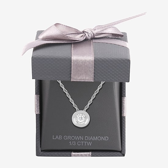 Womens Diamond Accent Lab Grown White Diamond Sterling Silver Round 18 Inch Pendant Necklace