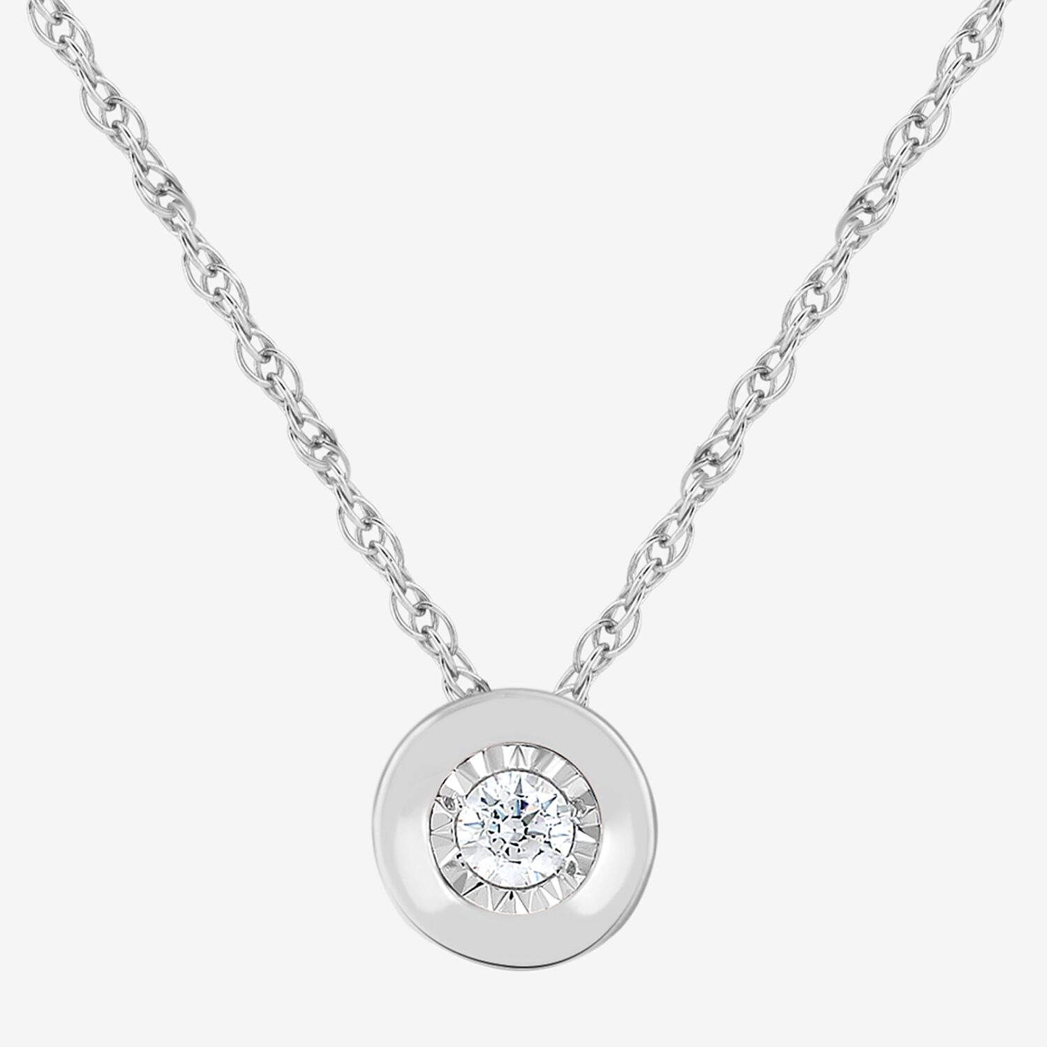 Womens Diamond Accent Lab Grown White Sterling Silver Round 18 Inch Pendant Necklace