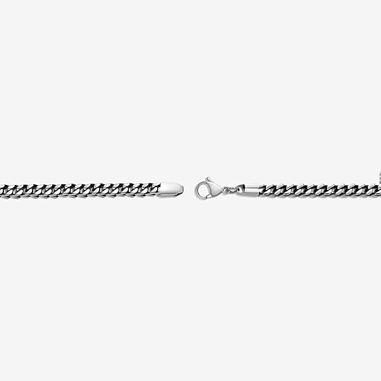 Mens Antique Finish Stainless Steel Foxtail Chain Necklace