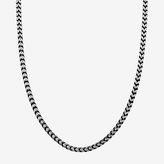 Mens Antique Finish Stainless Steel Foxtail Chain Necklace