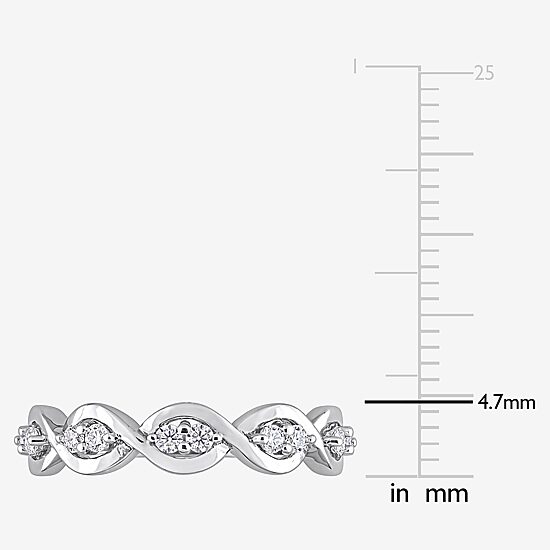 Womens 1/4 CT. T.W. Lab Created White Moissanite Sterling Silver Wedding Band