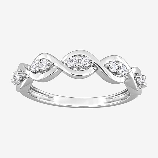 Womens 1/4 CT. T.W. Lab Created White Moissanite Sterling Silver Wedding Band