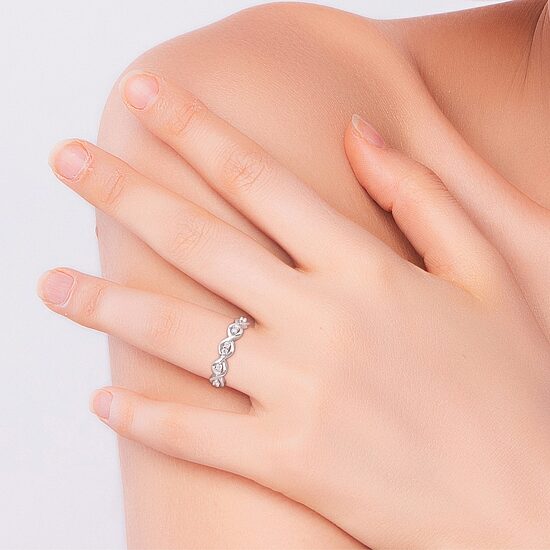 Womens 1/4 CT. T.W. Lab Created White Moissanite Sterling Silver Wedding Band