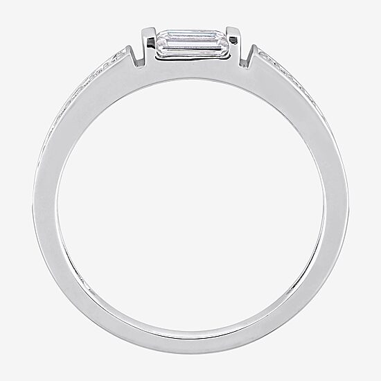 Womens 3/8 CT. T.W. Lab Created White Moissanite Sterling Silver Wedding Band