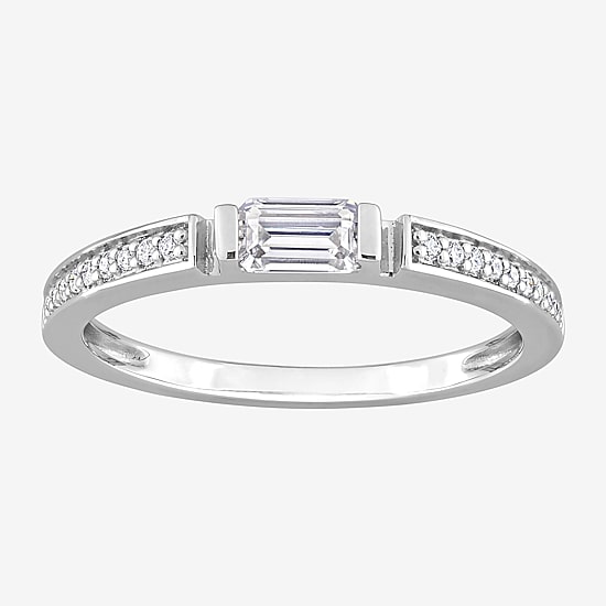 Womens 3/8 CT. T.W. Lab Created White Moissanite Sterling Silver Wedding Band