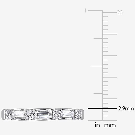 Womens 3/8 CT. T.W. Lab Created White Moissanite Sterling Silver Wedding Band