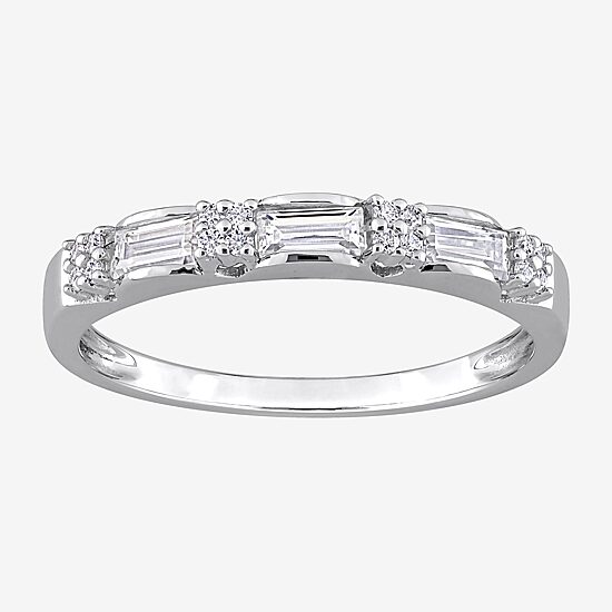 Womens 3/8 CT. T.W. Lab Created White Moissanite Sterling Silver Wedding Band