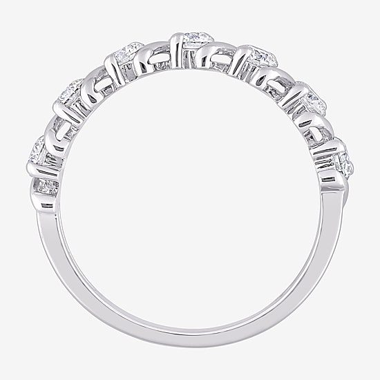 Womens 2MM 3/4 CT. T.W. Lab Created White Moissanite Sterling Silver Wedding Band