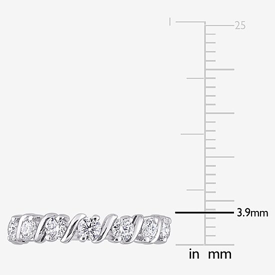 Womens 2MM 3/4 CT. T.W. Lab Created White Moissanite Sterling Silver Wedding Band