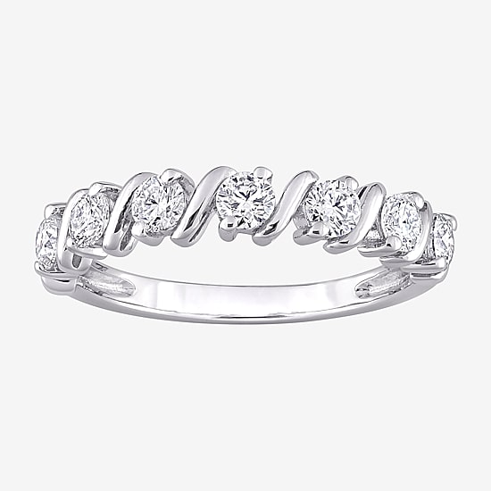 Womens 2MM 3/4 CT. T.W. Lab Created White Moissanite Sterling Silver Wedding Band
