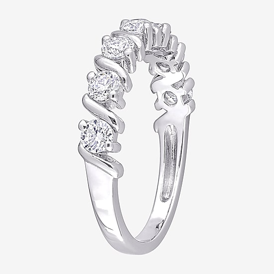 Womens 2MM 3/4 CT. T.W. Lab Created White Moissanite Sterling Silver Wedding Band