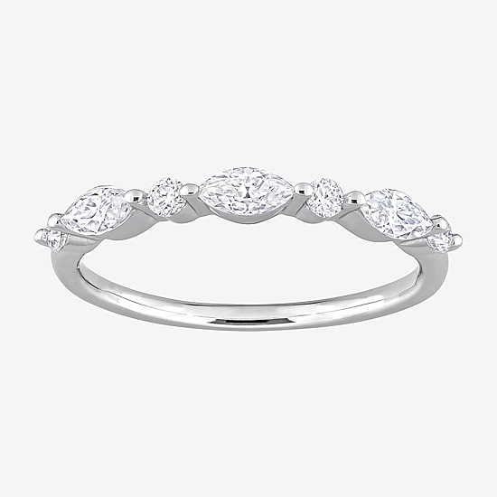Womens 1/2 CT. T.W. Lab Created White Moissanite Sterling Silver Wedding Band