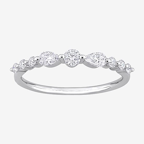 Womens 1/2 CT. T.W. Lab Created White Moissanite Sterling Silver Wedding Band