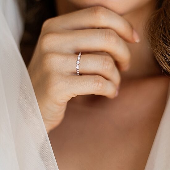 Womens 1/2 CT. T.W. Lab Created White Moissanite Sterling Silver Wedding Band