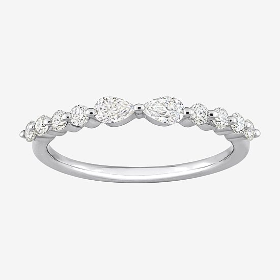 Womens 5/8 CT. T.W. Lab Created White Moissanite Sterling Silver Wedding Band
