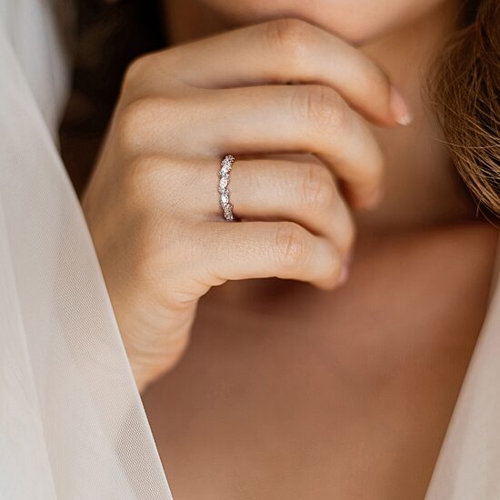 Womens 1 1/4 CT. T.W. Lab Created White Moissanite Sterling Silver Wedding Band