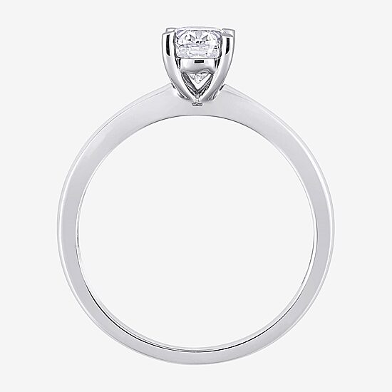 Womens Lab Created White Moissanite Sterling Silver Solitaire Engagement Ring