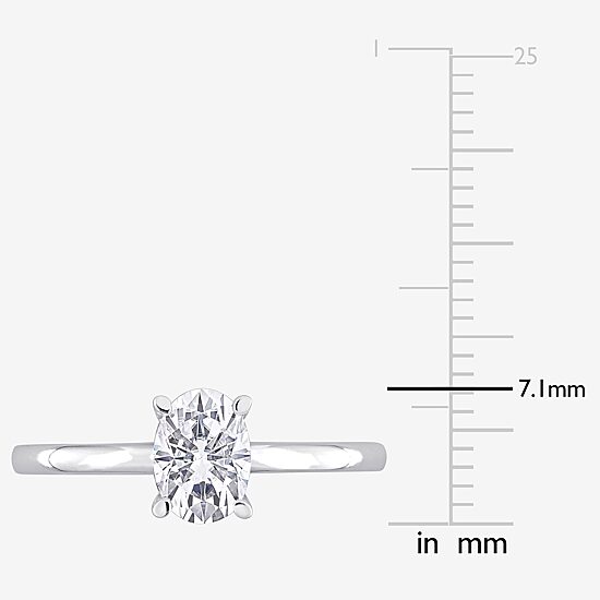 Womens Lab Created White Moissanite Sterling Silver Solitaire Engagement Ring