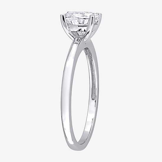 Womens Lab Created White Moissanite Sterling Silver Solitaire Engagement Ring