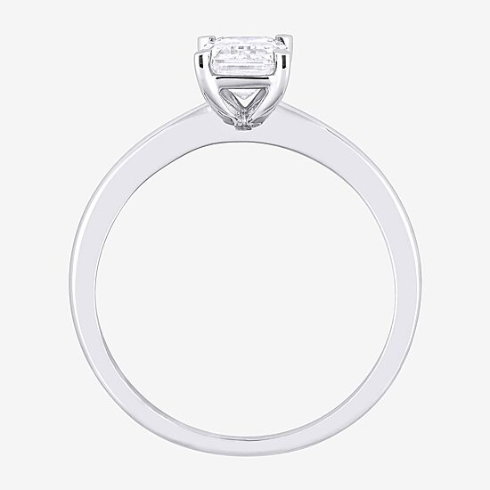 Womens Lab Created White Moissanite Sterling Silver Solitaire Engagement Ring