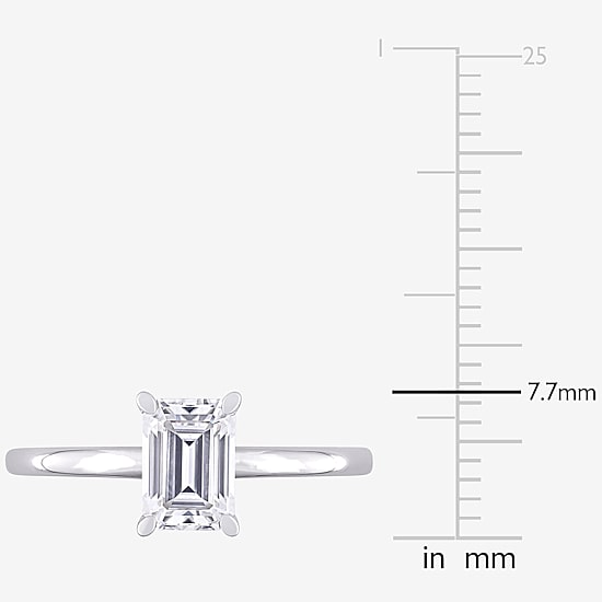 Womens Lab Created White Moissanite Sterling Silver Solitaire Engagement Ring