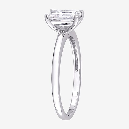 Womens Lab Created White Moissanite Sterling Silver Solitaire Engagement Ring