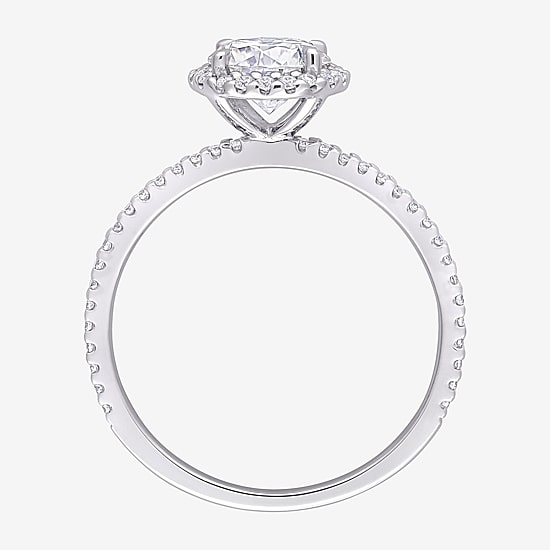 Womens 1 1/4 CT. T.W. Lab Created White Moissanite Sterling Silver Halo Engagement Ring